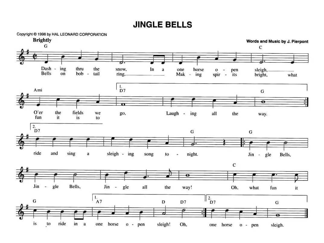 JINGLE BELLS（五线谱）