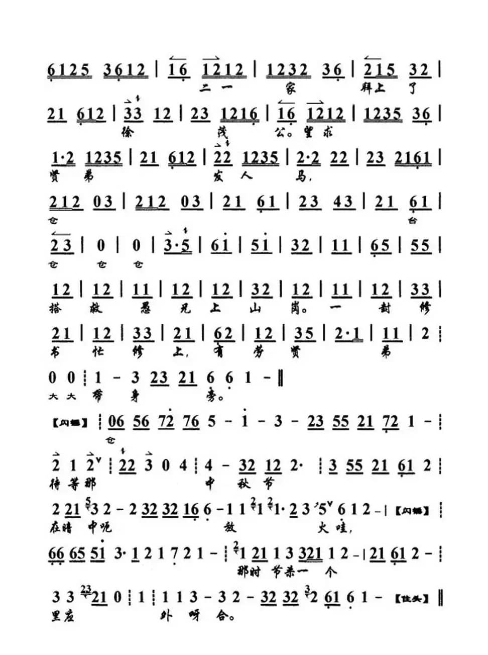 未曾修书暗思想（《三家店》选段、琴谱）