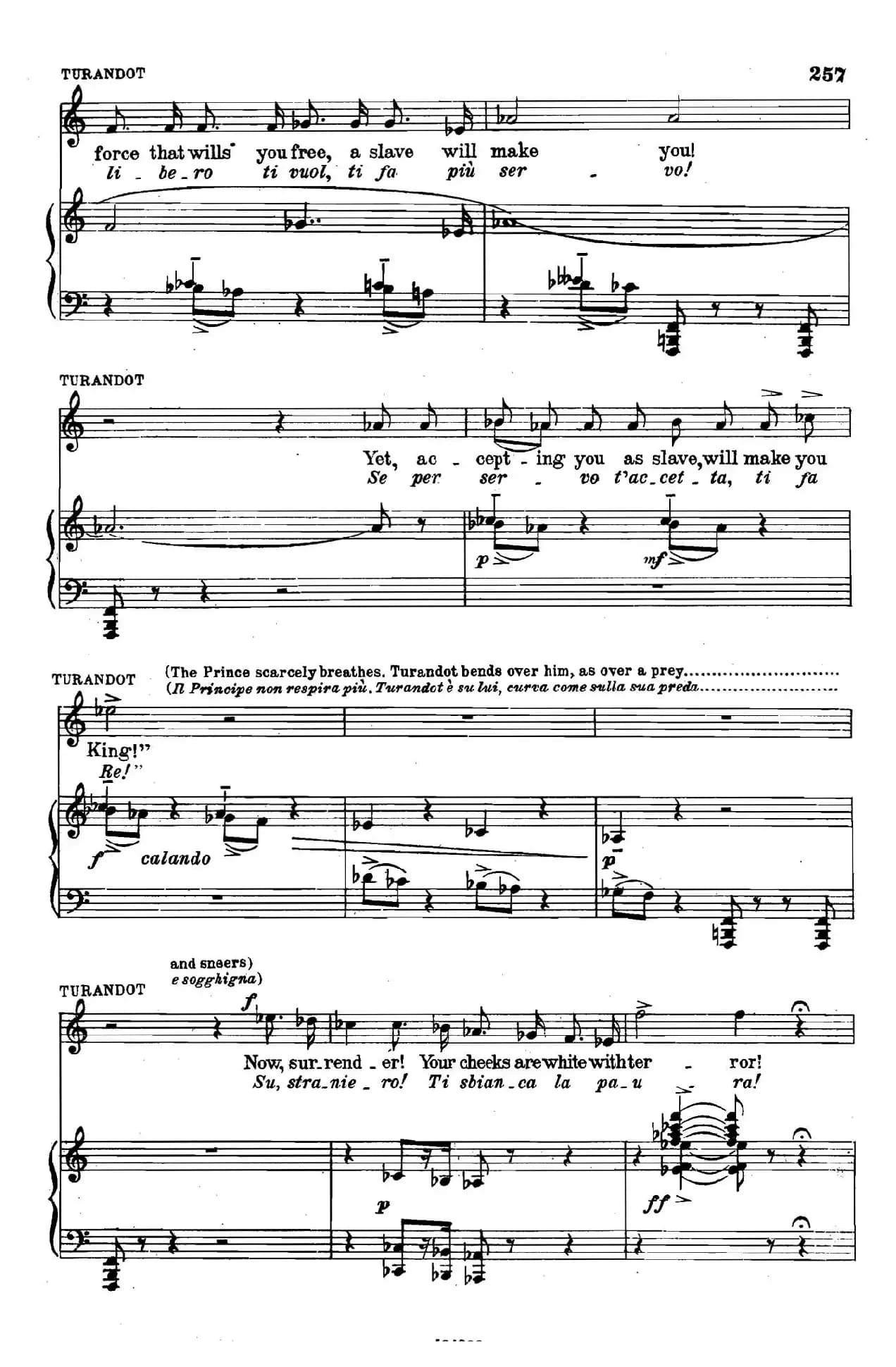 《图兰朵公主》三幕五场歌剧（英意双语）全谱（钢琴伴奏谱 P264——282）