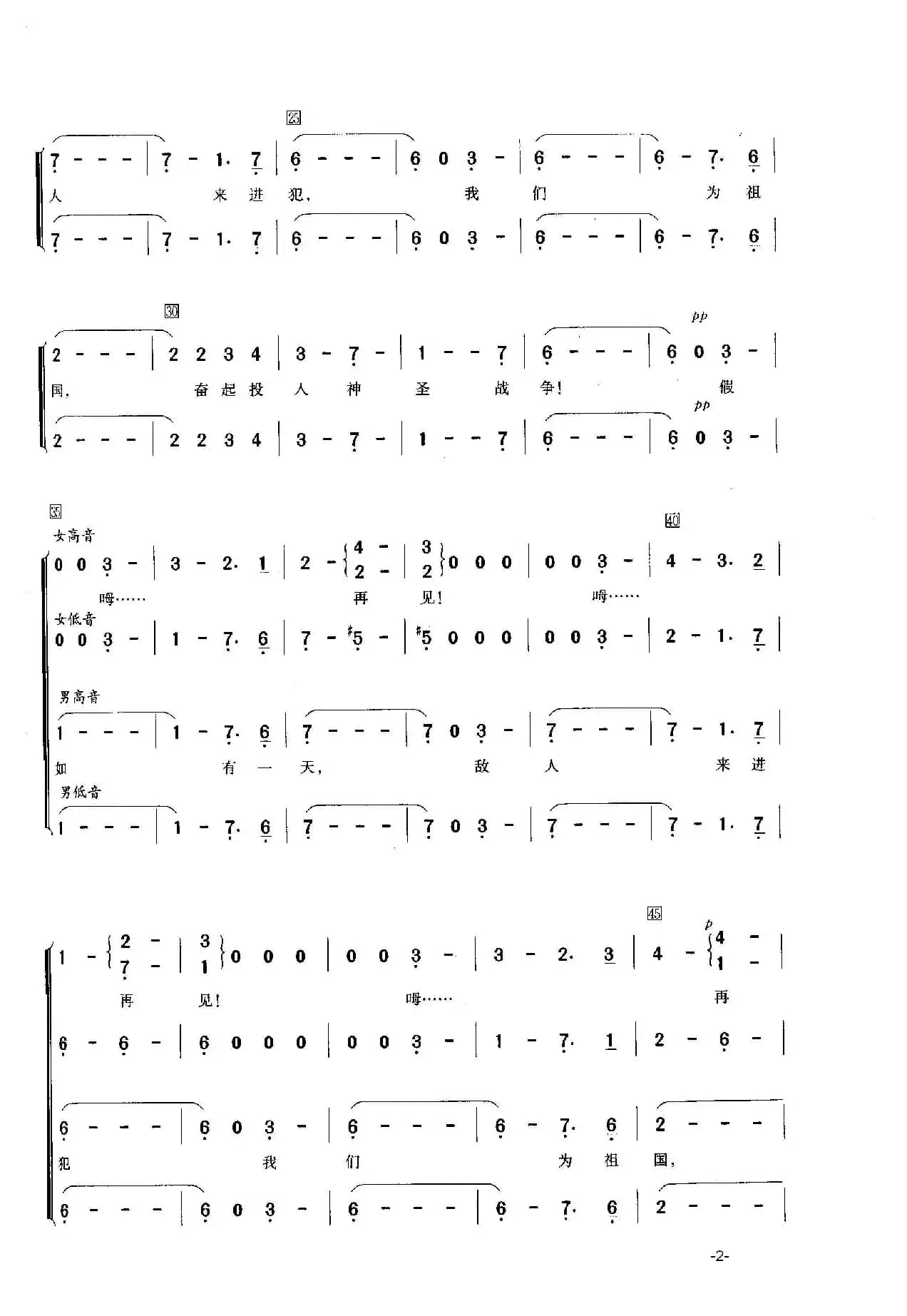 斯拉夫送行曲Прощание Славянки（中俄简谱）