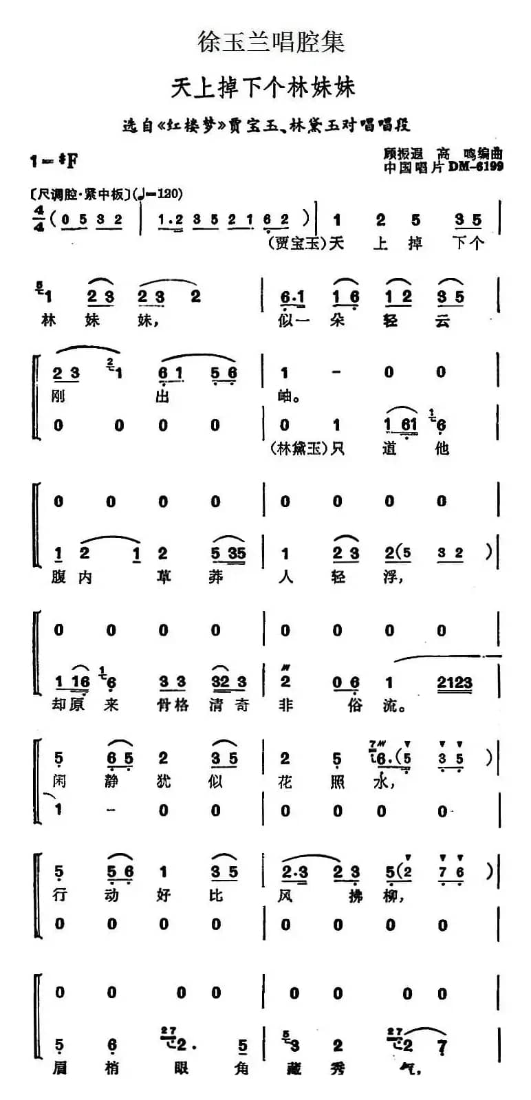 徐玉兰唱腔集：天上掉下个林妹妹（选自《红楼梦》贾宝玉、林黛玉对唱唱段）
