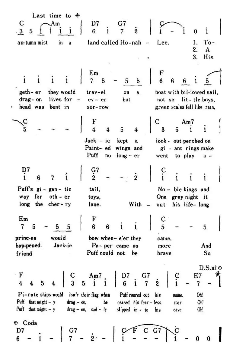 [美]Puff（The Megic Dragon）（帕夫（神龙）、带和弦）