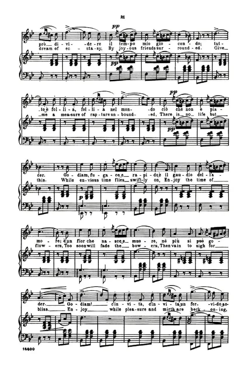 [意]饮酒歌（选自歌剧《茶花女》、意大利文原版谱 ）