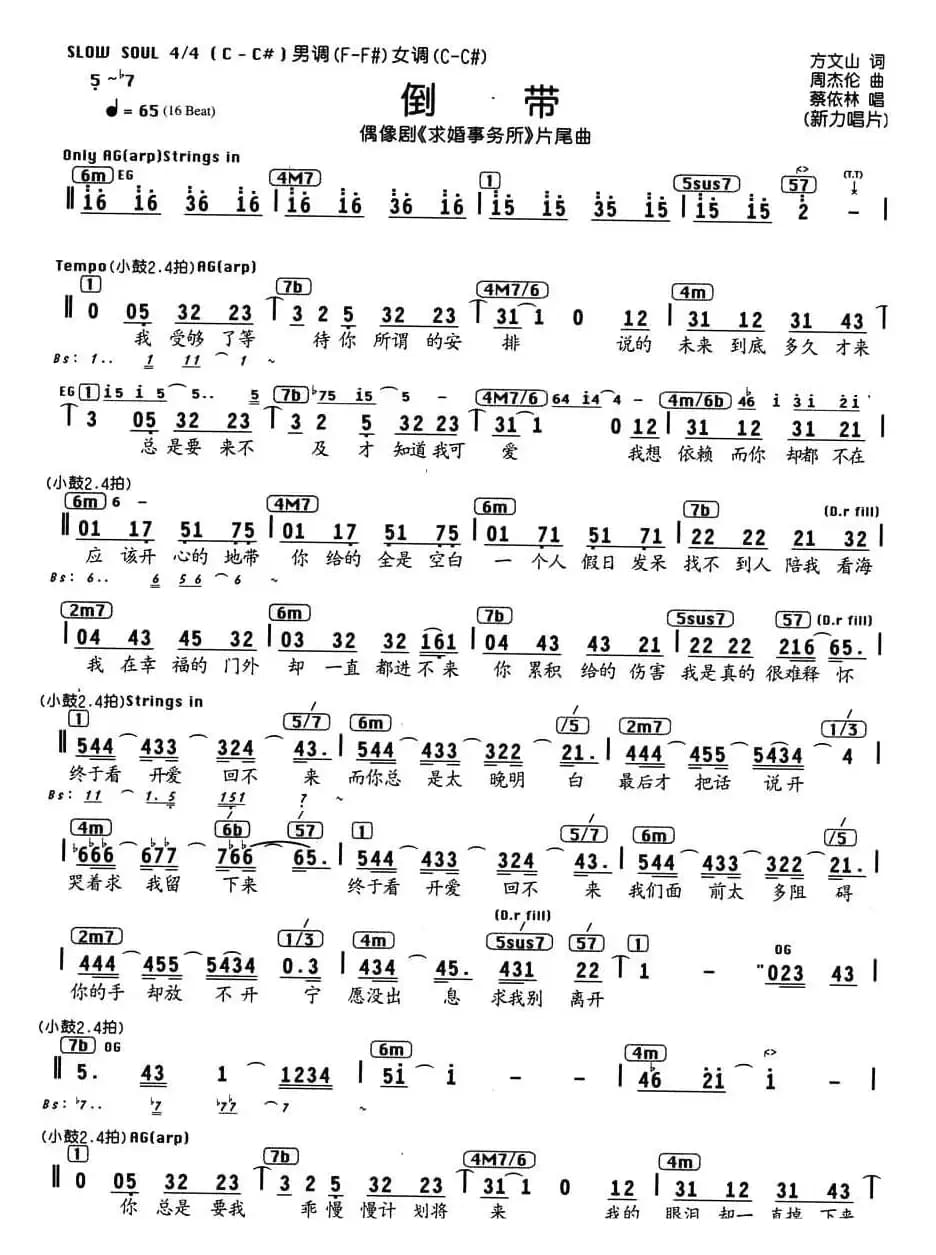 倒带（编配乐谱）