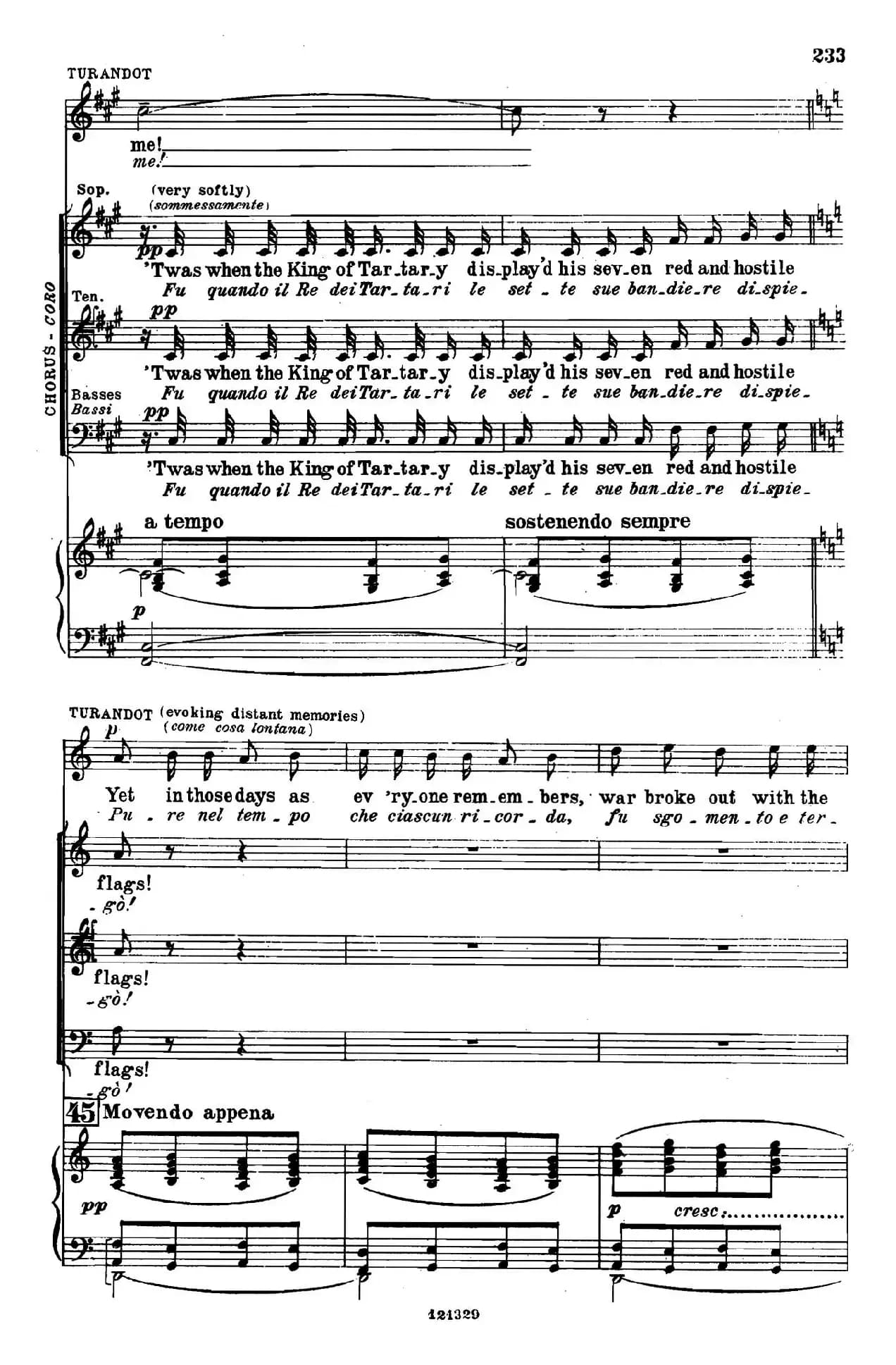 《图兰朵公主》三幕五场歌剧（英意双语）全谱（钢琴伴奏谱 P232——250）