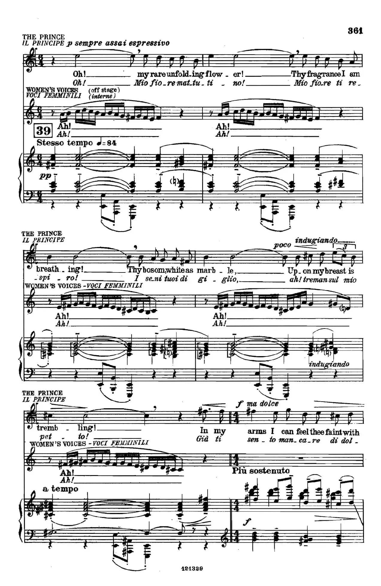 《图兰朵公主》三幕五场歌剧（英意双语）（钢琴伴奏谱 P364——373）