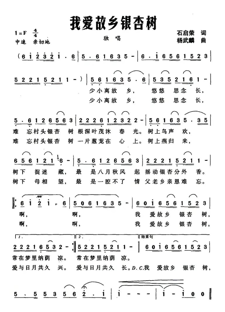 我爱故乡银杏树