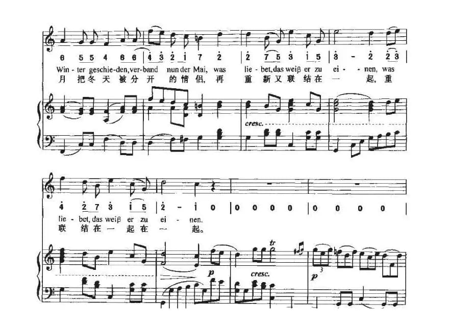 致远方的恋人（中外文对照、线简谱混排版）