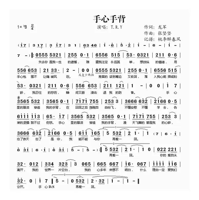 手心手背（龙军词 张坚坚曲）