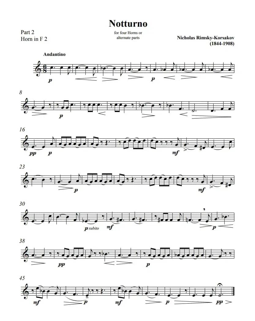 里姆斯基-夜曲（铜管四重奏）