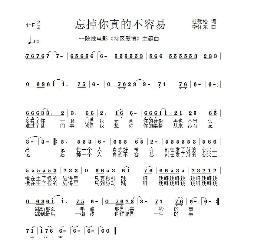 爱你真的不容易（作词：杜劲松 作曲：李怀东）