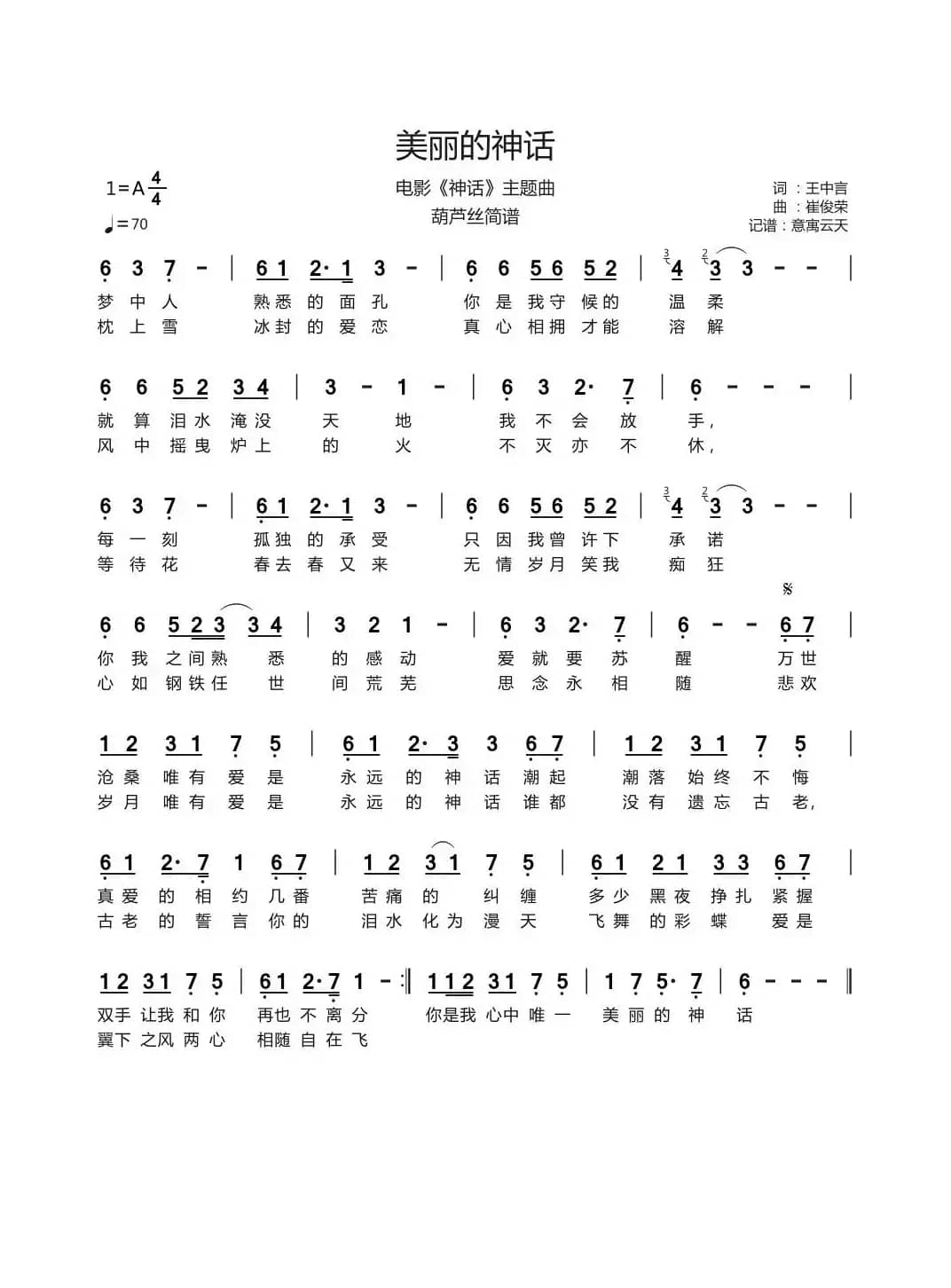 美丽的神话（电影《神话》主题曲）