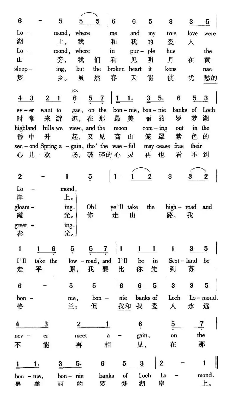 Loch Lomond 罗梦湖（中外文对照）