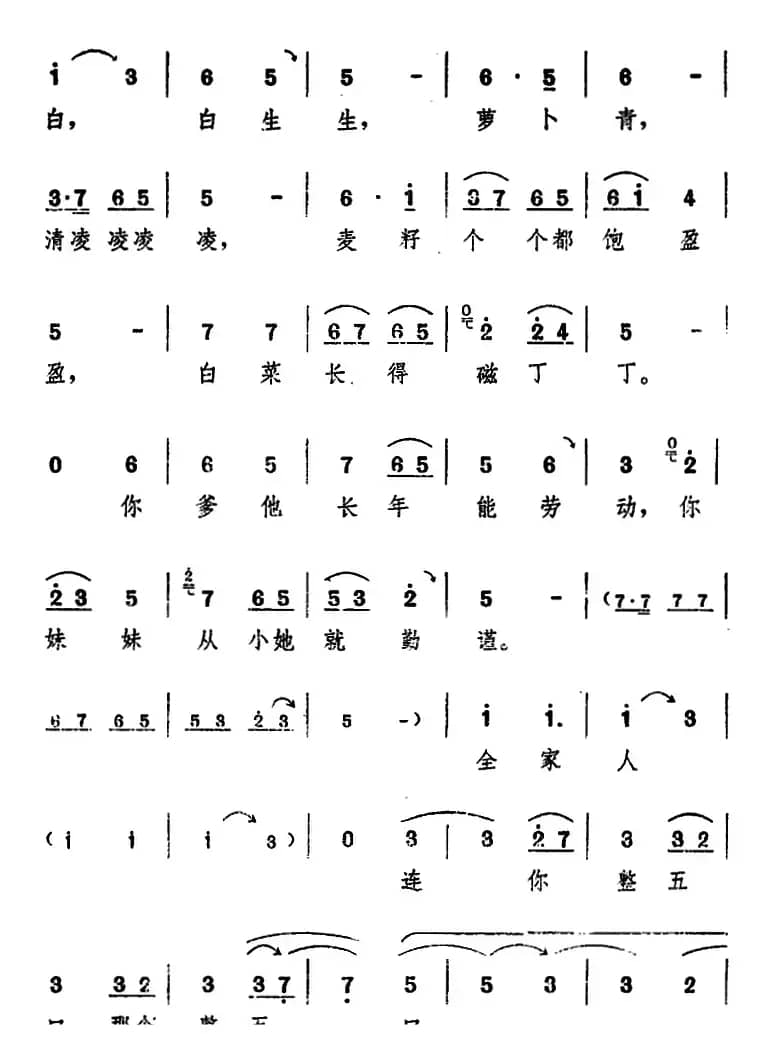 舞台版《朝阳沟》主旋律乐谱之第三场