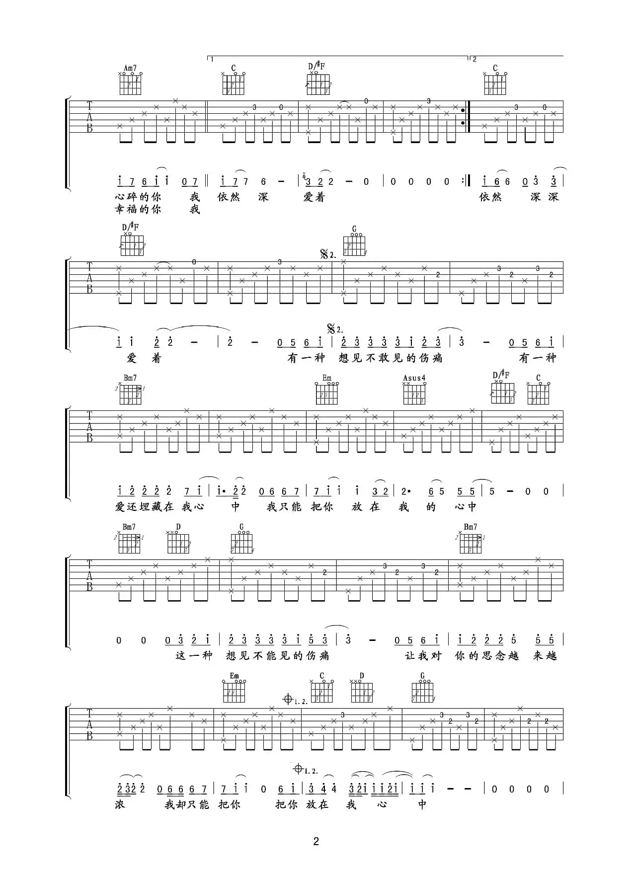 听说爱情回来过（吉他谱）