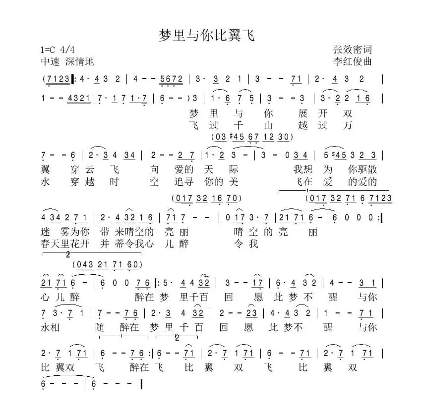 梦里与你比翼飞（张效密词 李红俊曲）