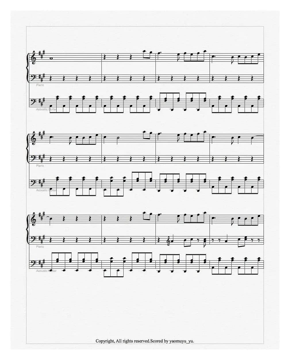 For forever(五线谱)