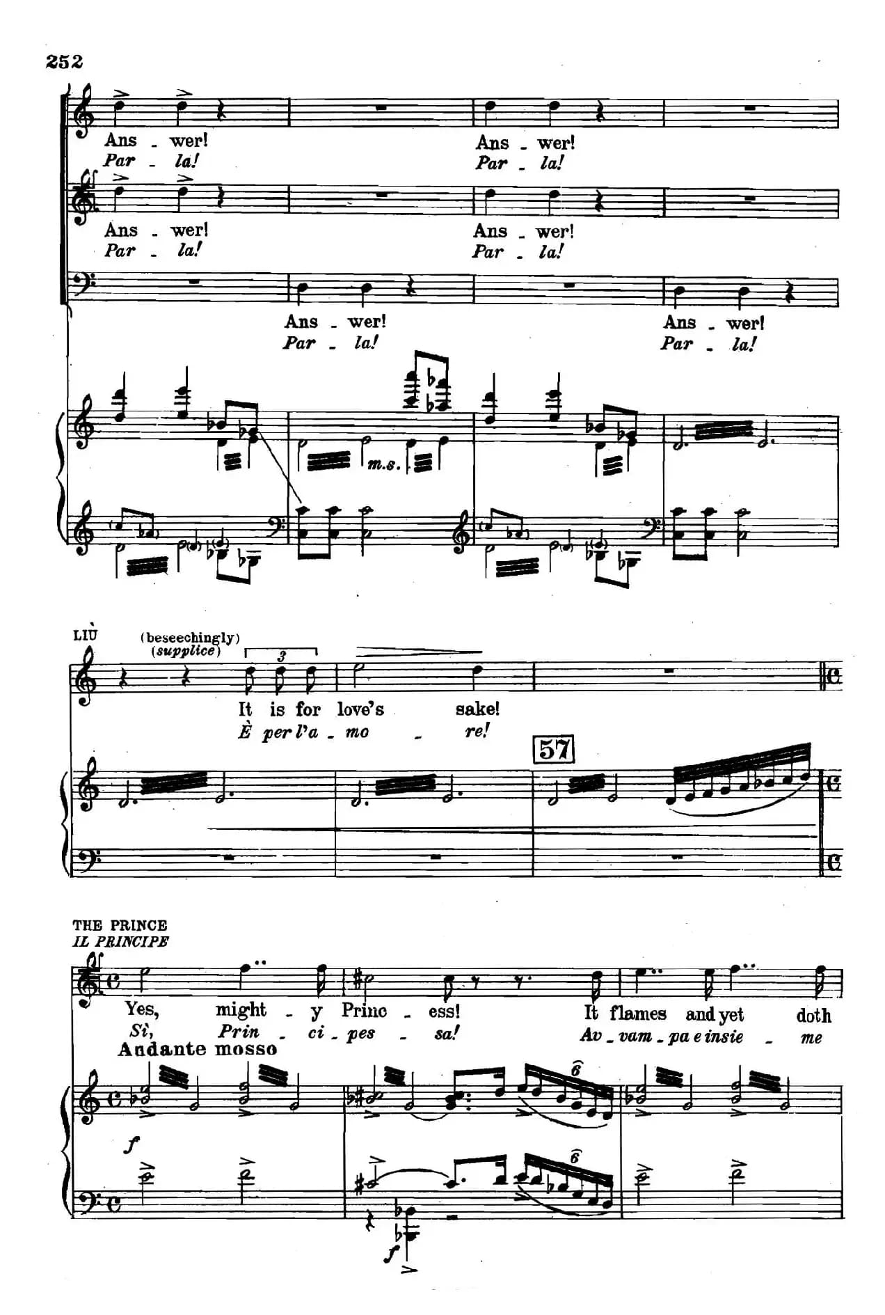 《图兰朵公主》三幕五场歌剧（英意双语）全谱（钢琴伴奏谱 P251——263）