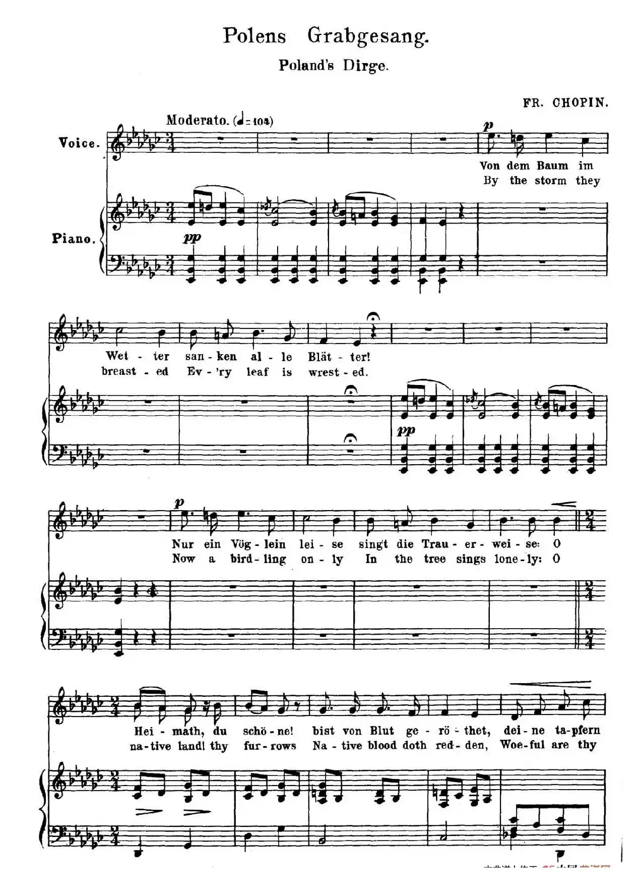 波兰悲歌 Polens Grabgesang（正谱）