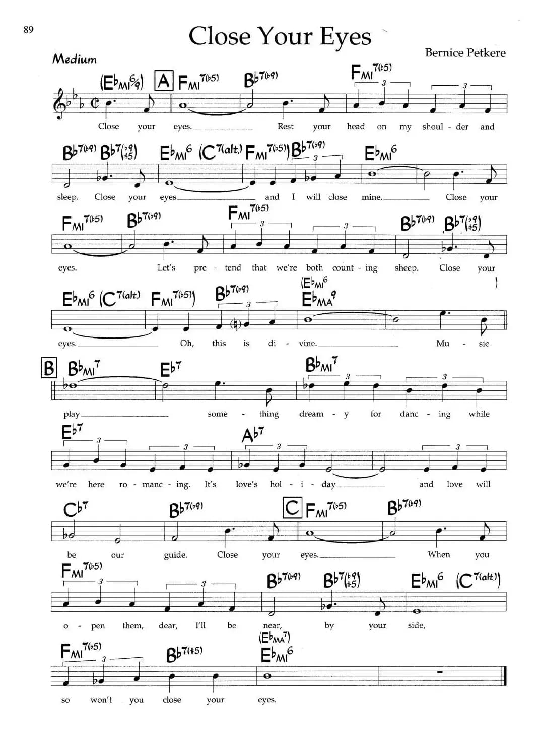 Close Your Eyes（带和弦五线谱）