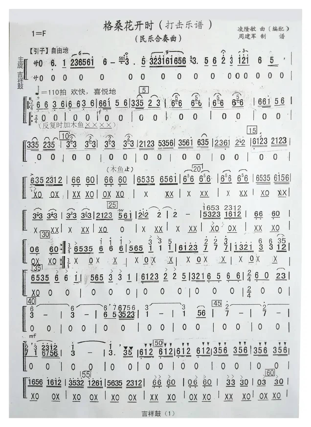 格桑花开时（民乐合奏曲分谱）