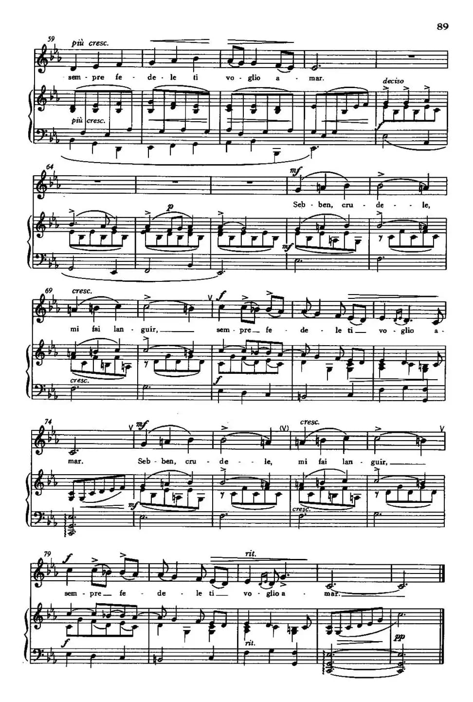 [意]Sebben,crudele（即使你冷酷无情）