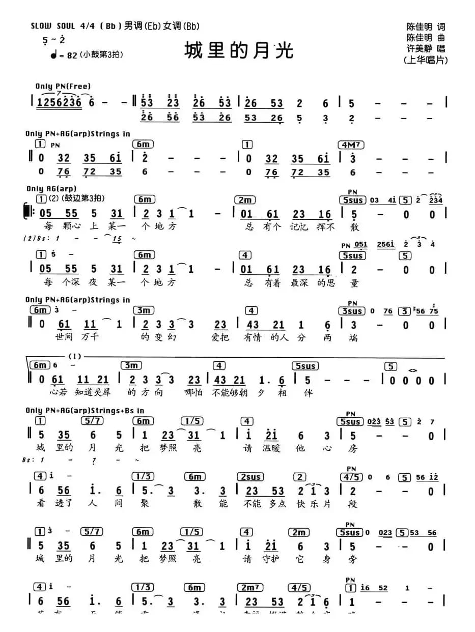 城里的月光（编配乐谱）