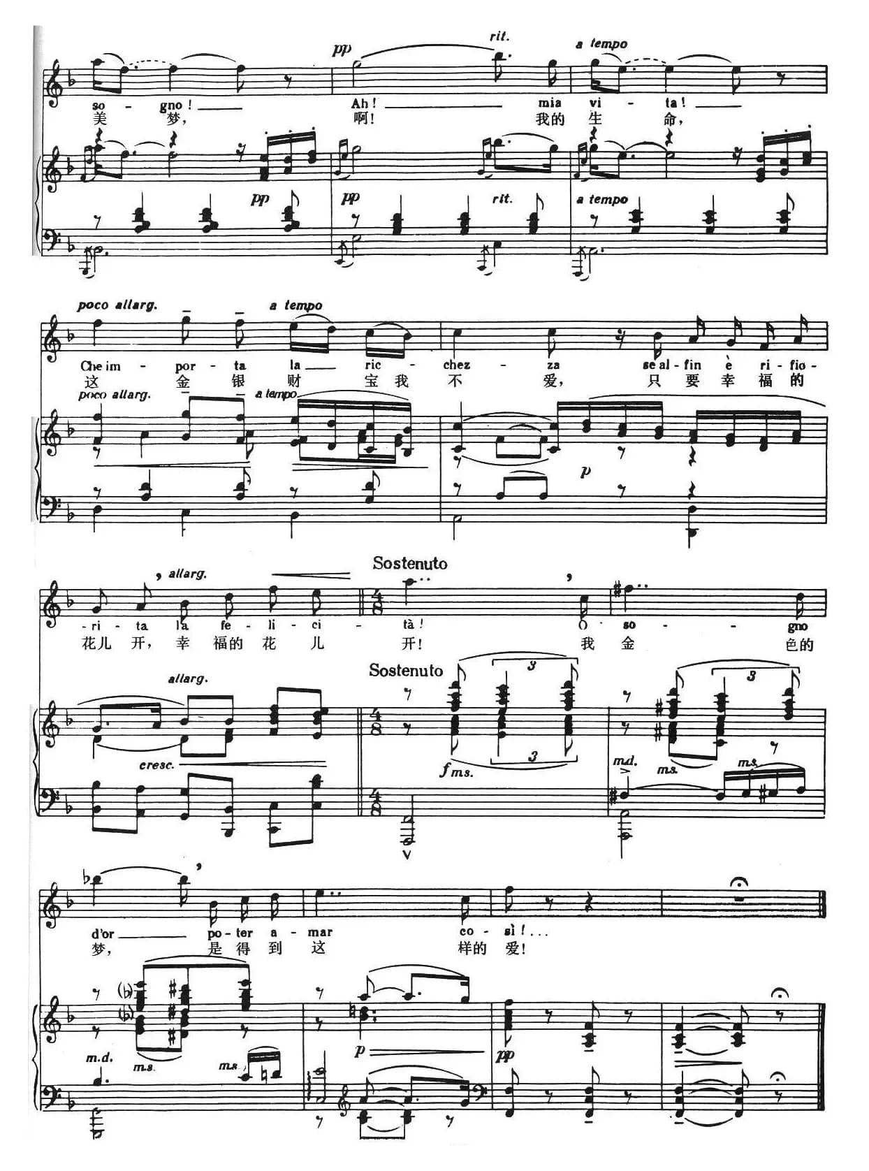 [意大利]多蕾塔做了什么美梦（选自《燕子》玛格达唱段）（中外文对照、正谱）