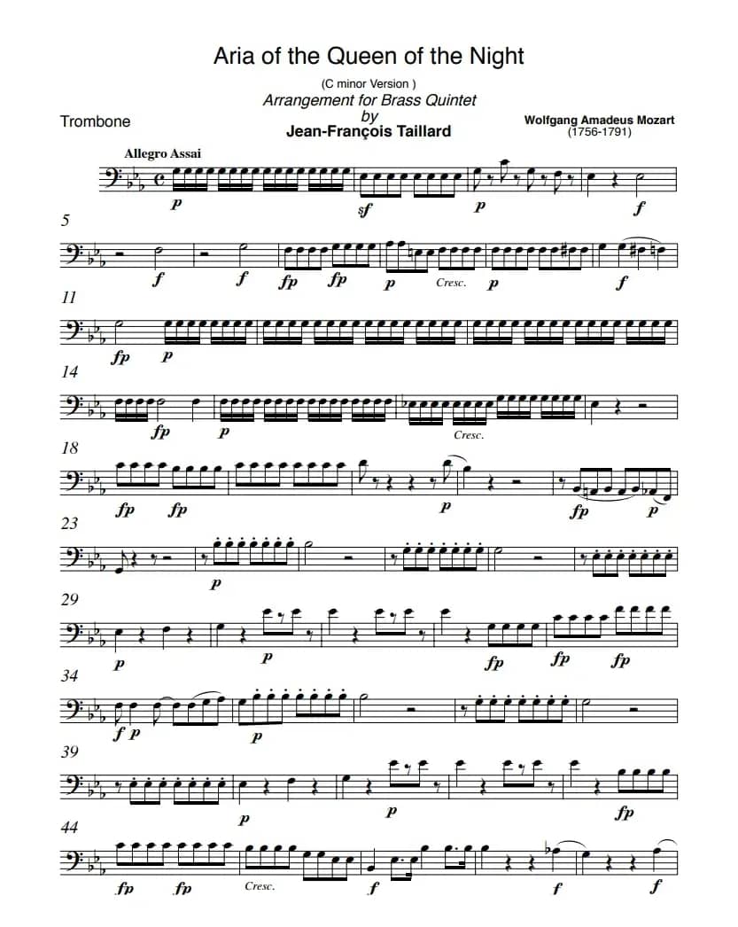 莫扎特-夜之女王的咏叹调（铜管五重奏）