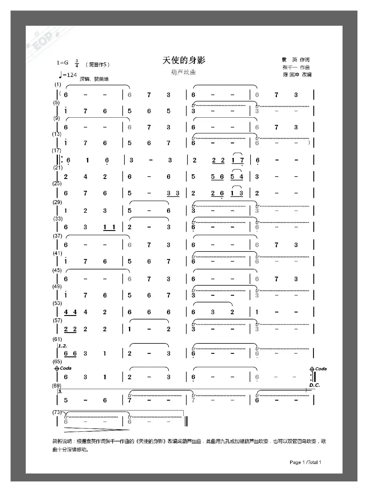 天使的身影（葫芦丝独奏）