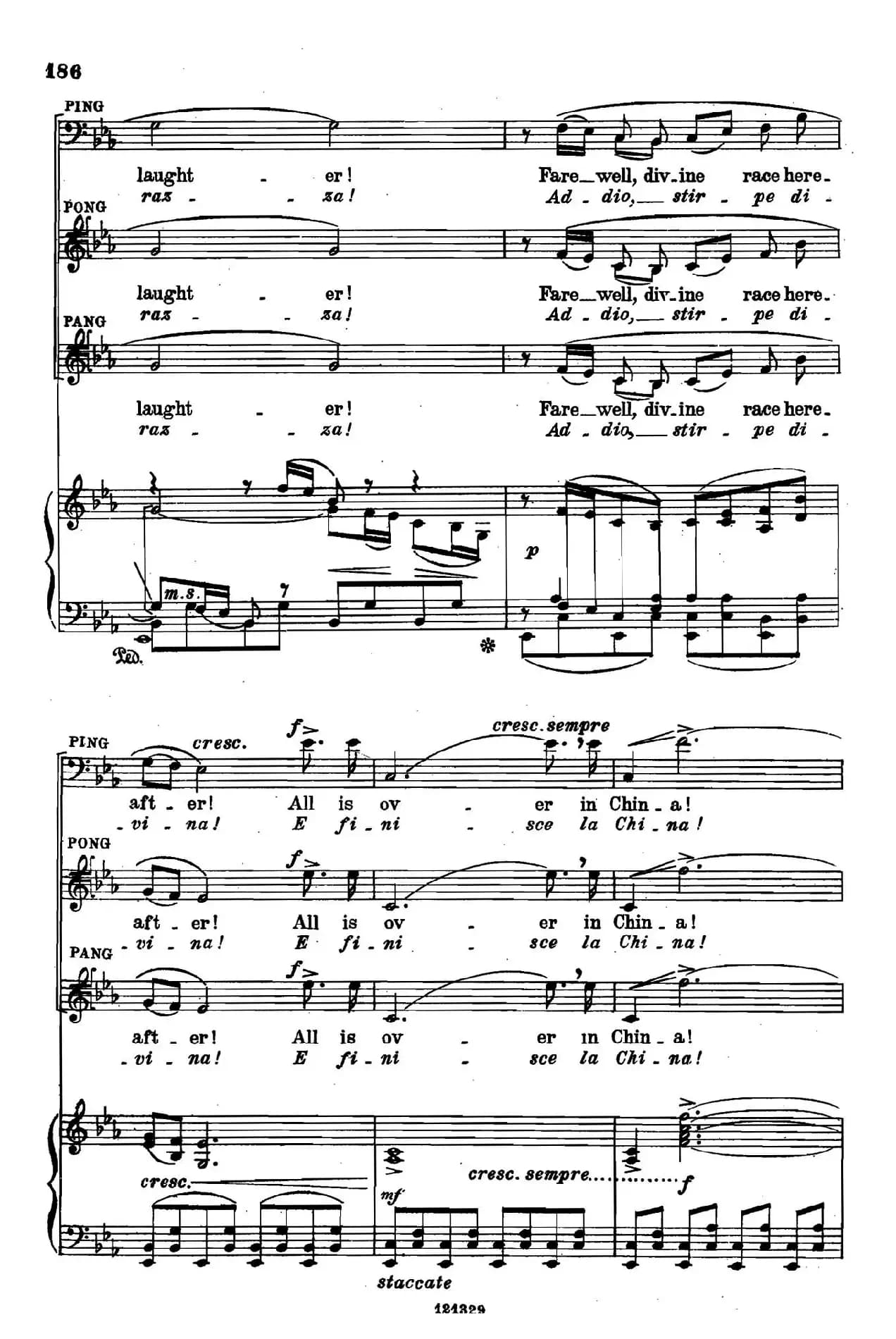 《图兰朵公主》三幕五场歌剧（英意双语）全谱（钢琴伴奏谱 P167——194）