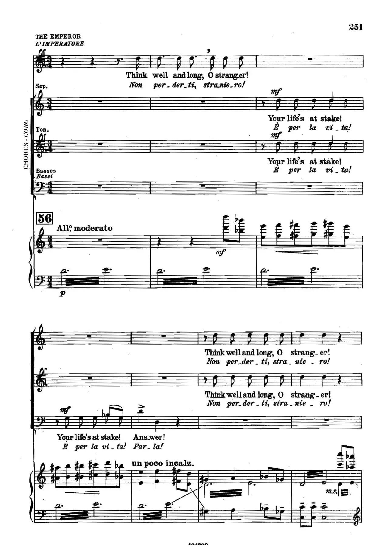 《图兰朵公主》三幕五场歌剧（英意双语）全谱（钢琴伴奏谱 P251——263）