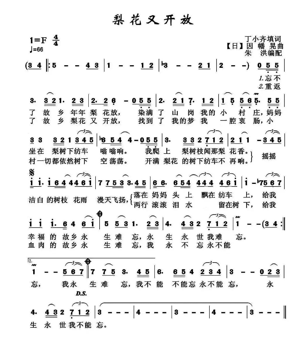 ​梨花又开放（丁小齐填词 [日]因幡晃曲）