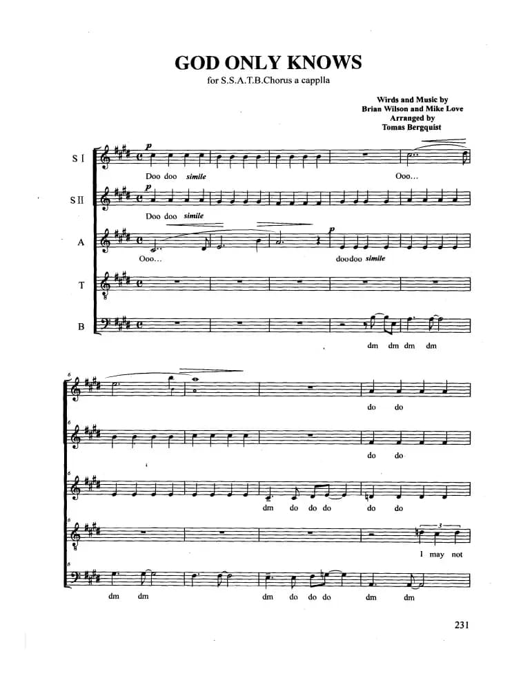 GOD ONLY KNOWS（合唱 正谱）
