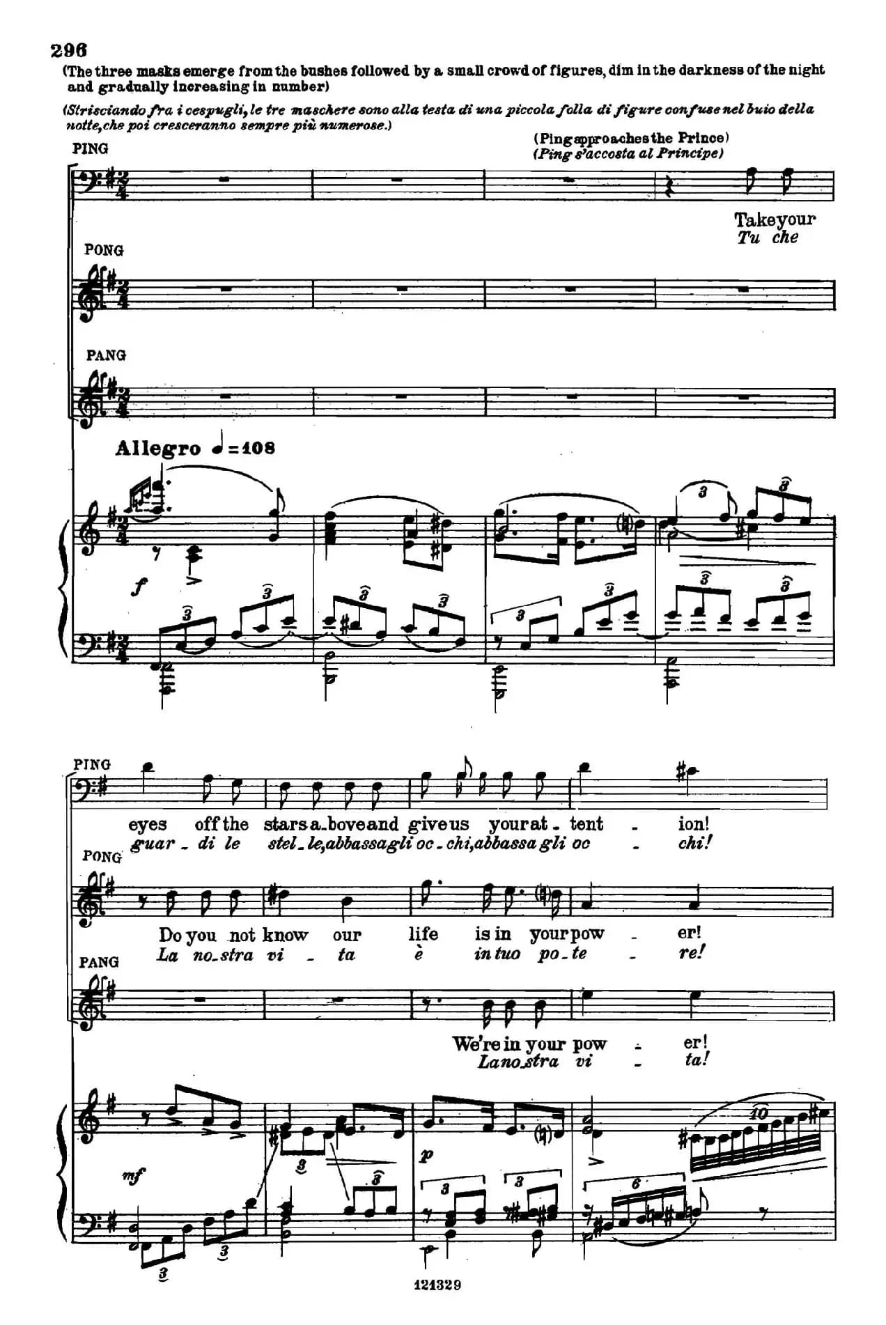 《图兰朵公主》三幕五场歌剧（英意双语）全谱（钢琴伴奏谱 P294——311）