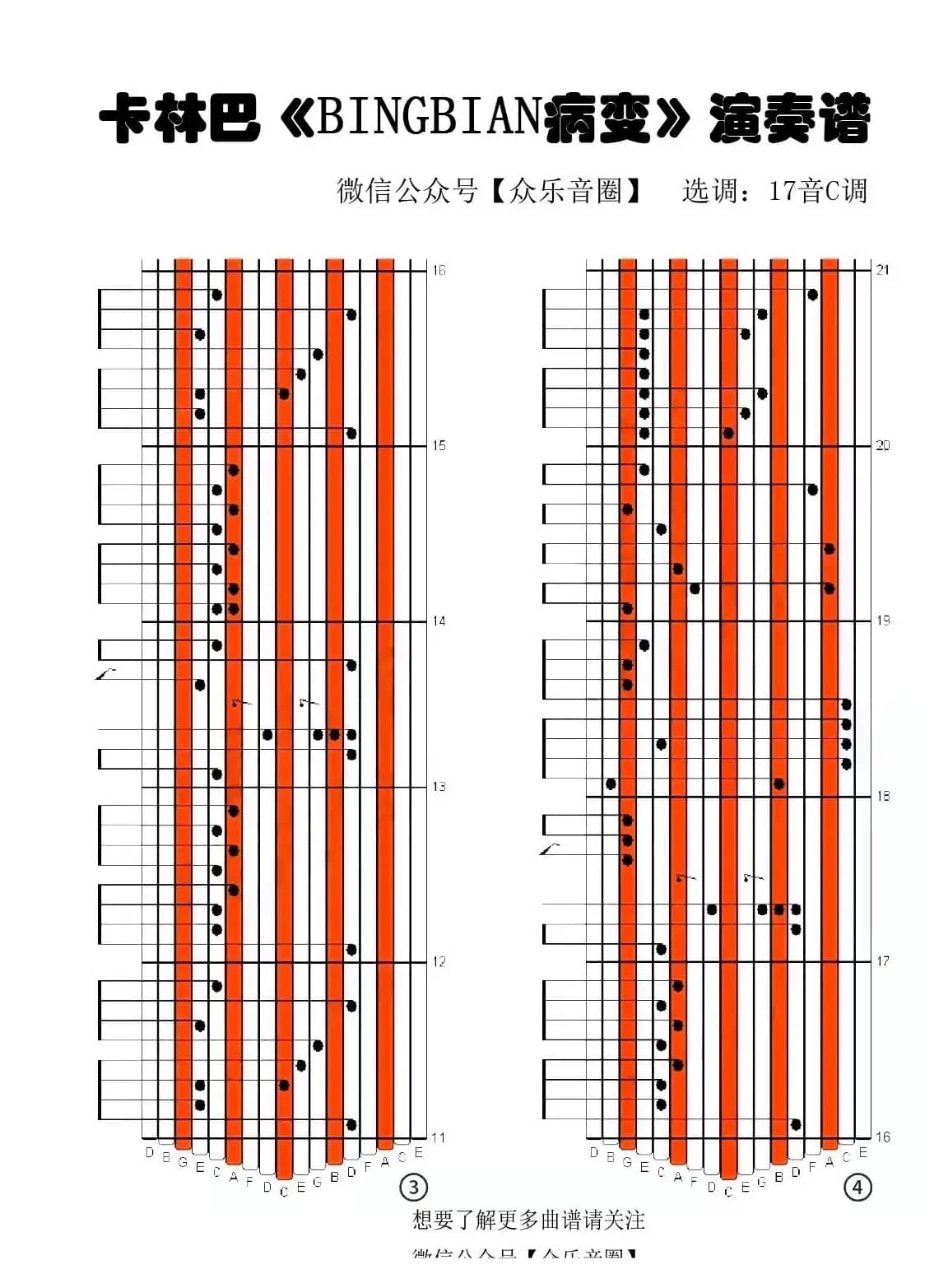 BINGBIAN病变（拇指琴卡林巴琴专用谱）