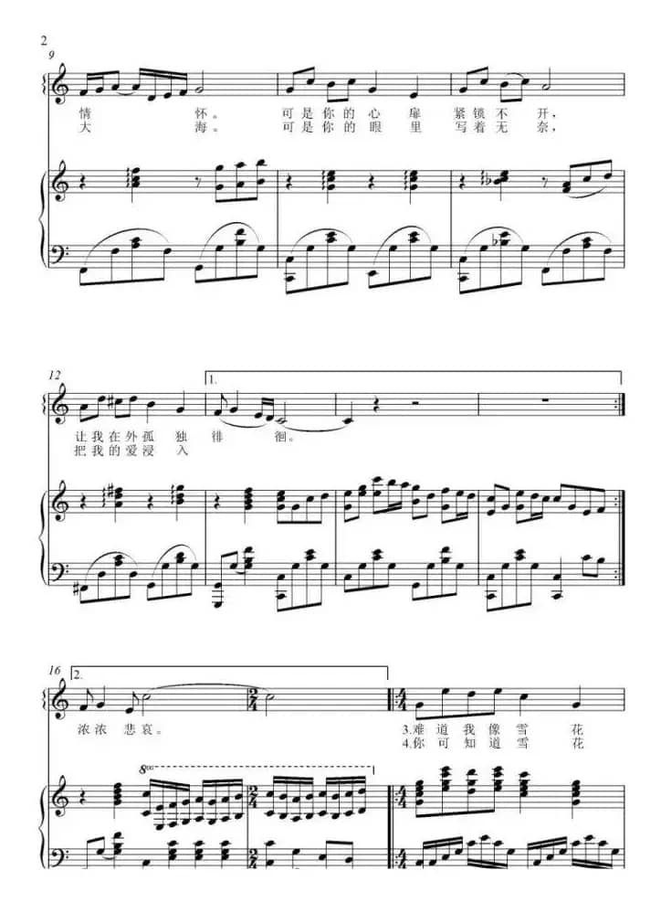 我像雪花天上来  C调