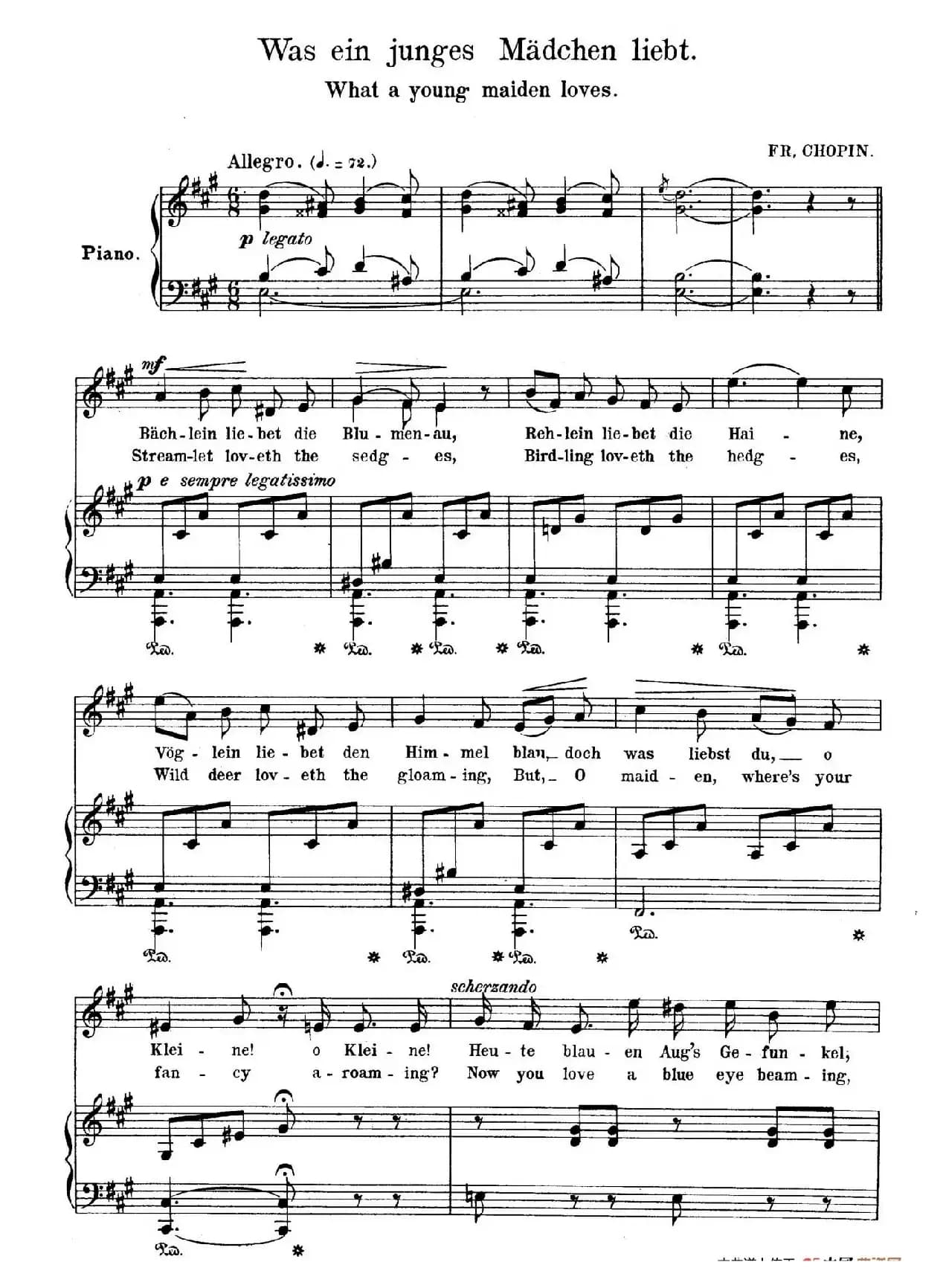 年轻姑娘爱什么 Was Ein Junges Madchen Liebt （正谱）