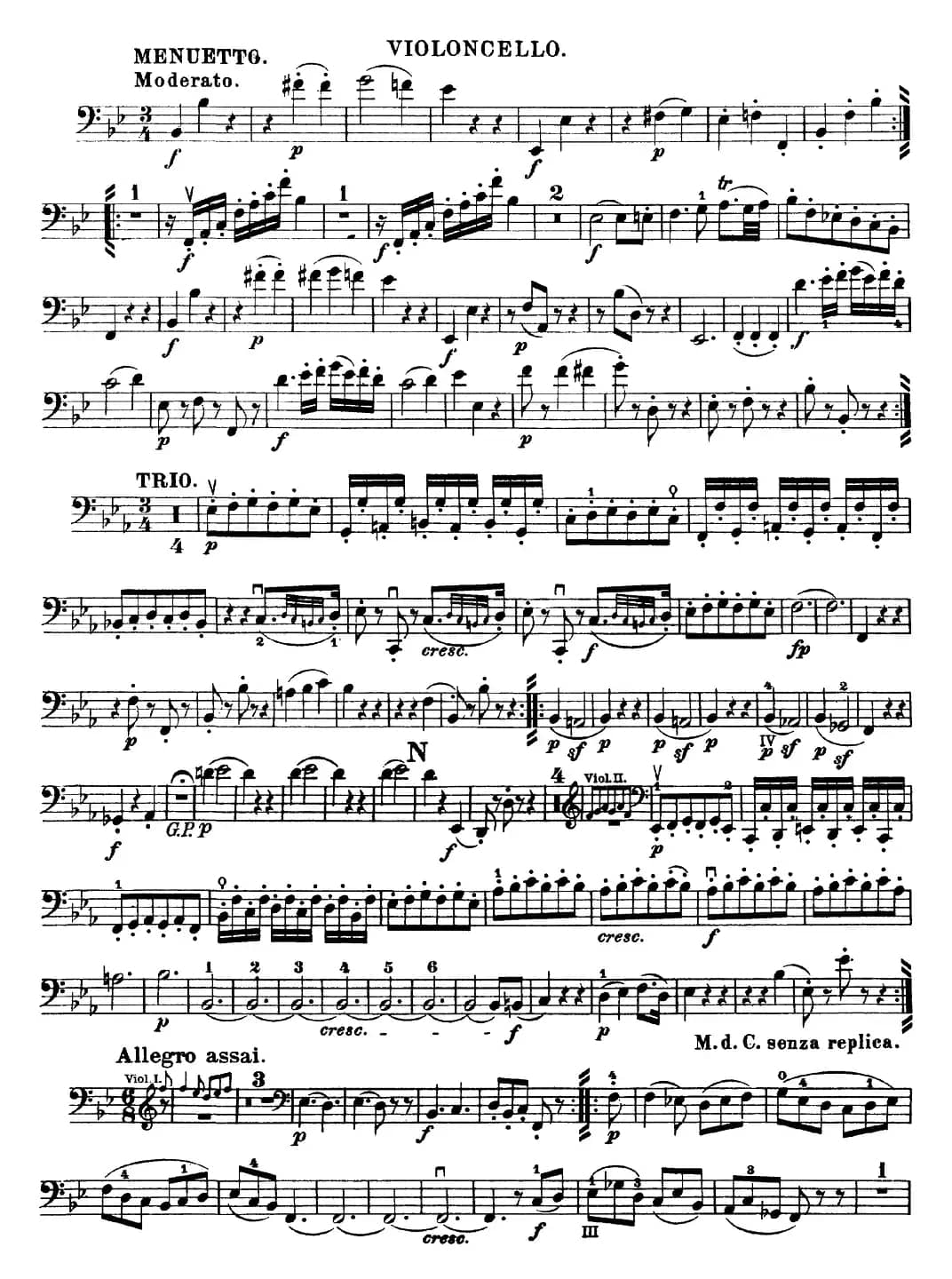 Mozart《Quartet No.22 in Bb Major，K.589》（Cello分谱）