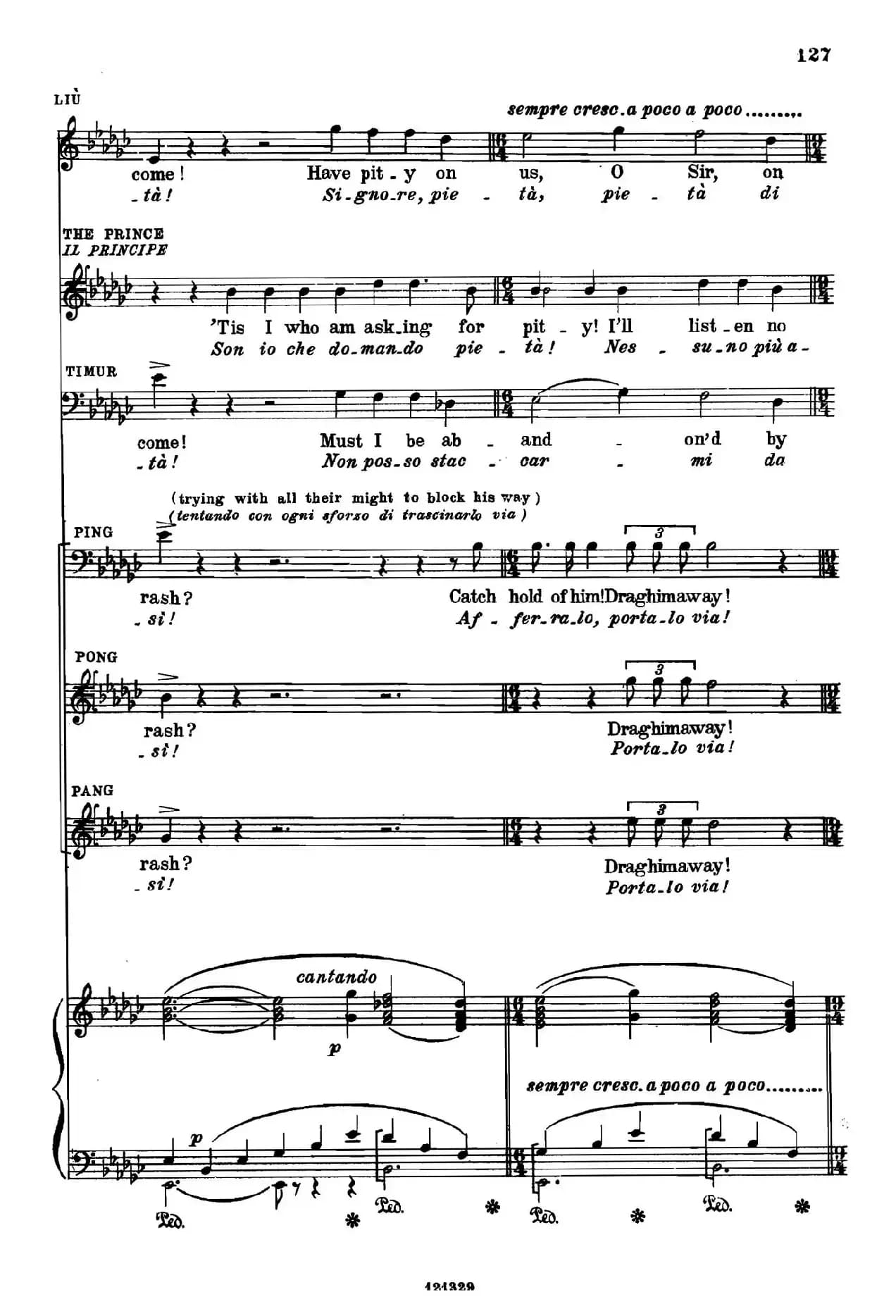 《图兰朵公主》三幕五场歌剧（英意双语）全谱（钢琴伴奏谱 P123——151）