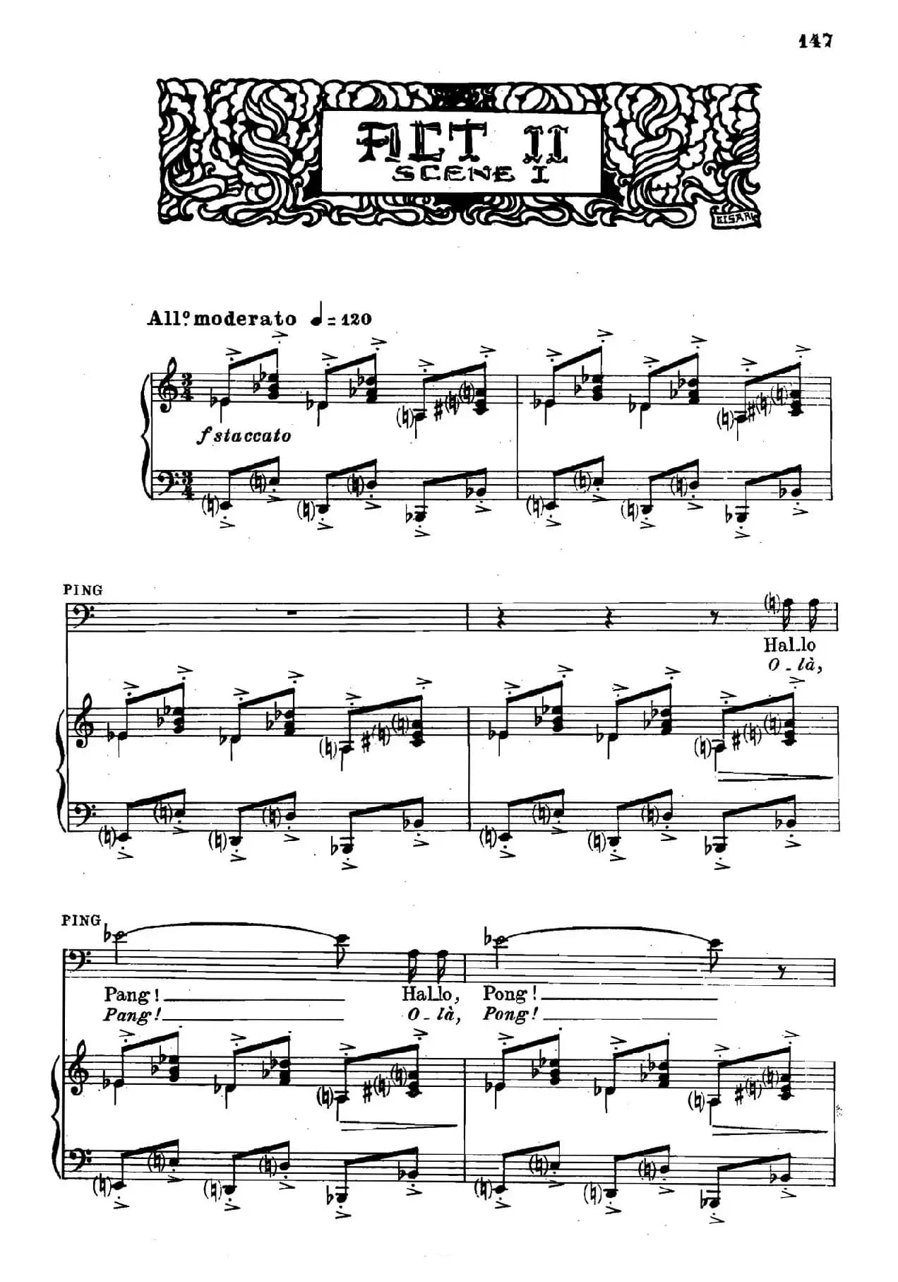 《图兰朵公主》三幕五场歌剧（英意双语）全谱（钢琴伴奏谱 P152——166）