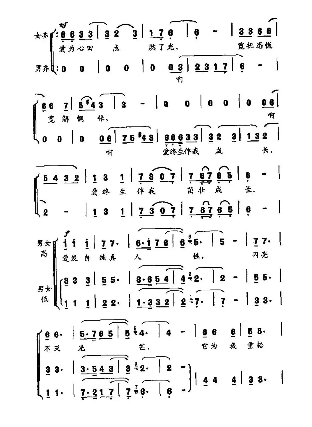 爱的光芒（田宽宽词 夏中汤曲）