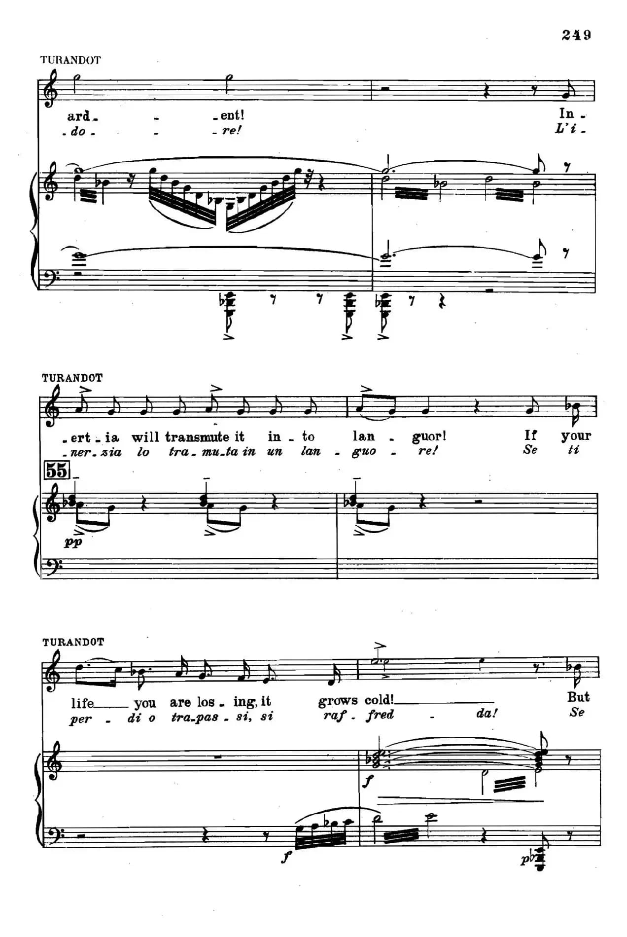 《图兰朵公主》三幕五场歌剧（英意双语）全谱（钢琴伴奏谱 P251——263）