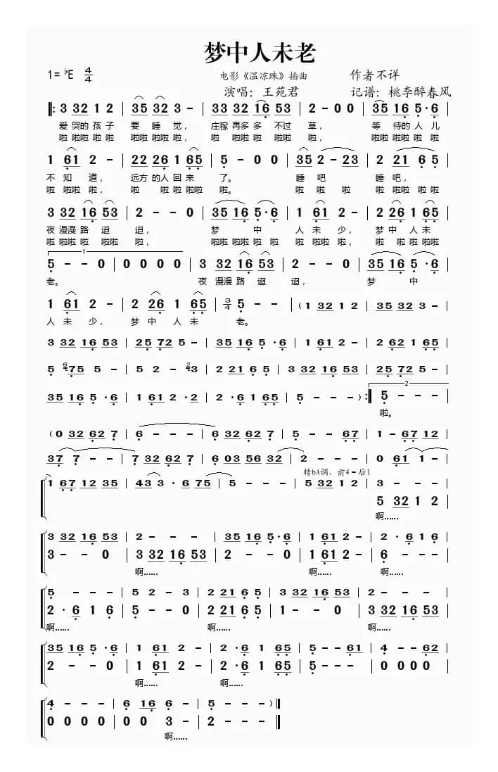 梦中人未老（电影《温凉珠》插曲）