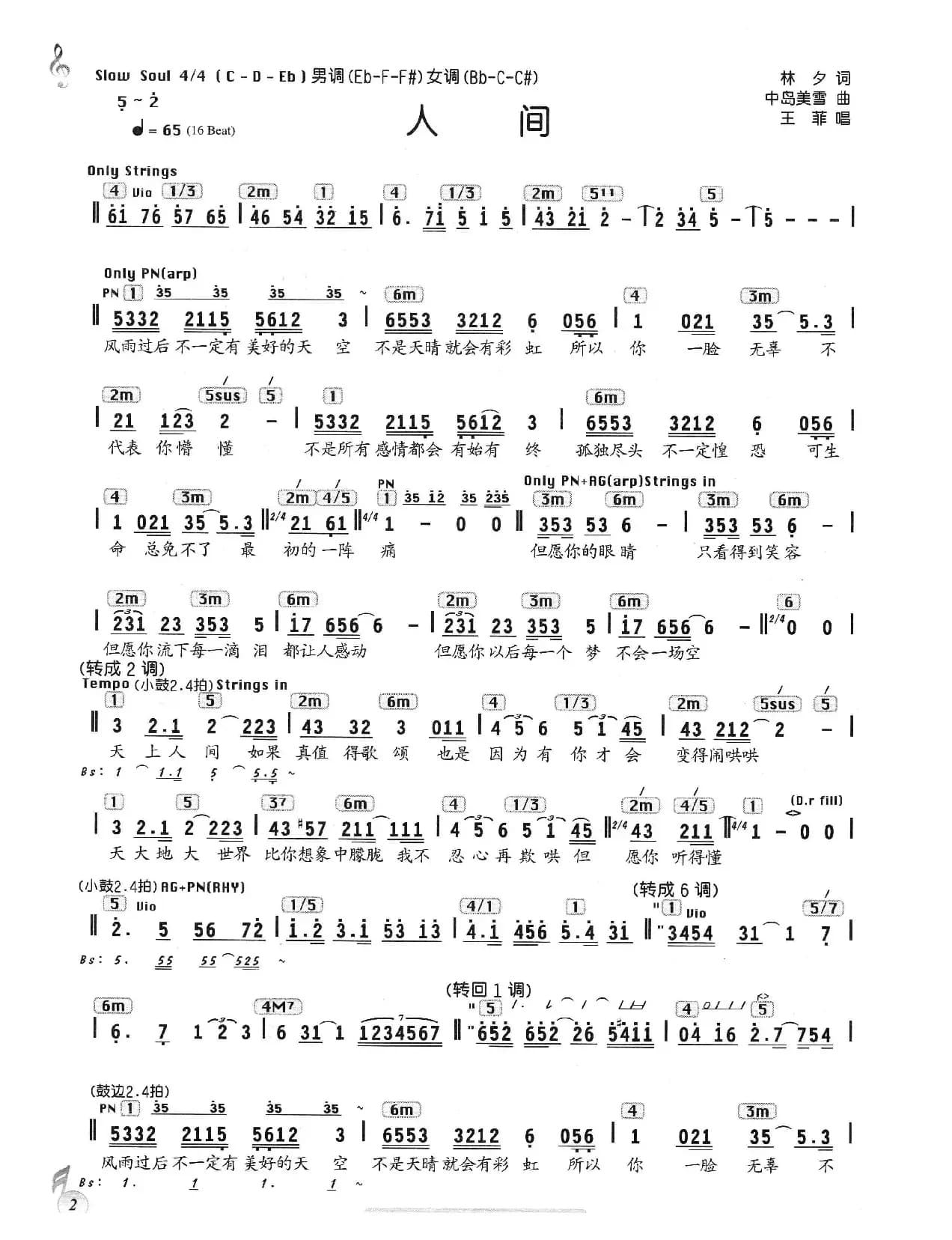 人间（林夕词 中岛美雪曲、编配乐谱）