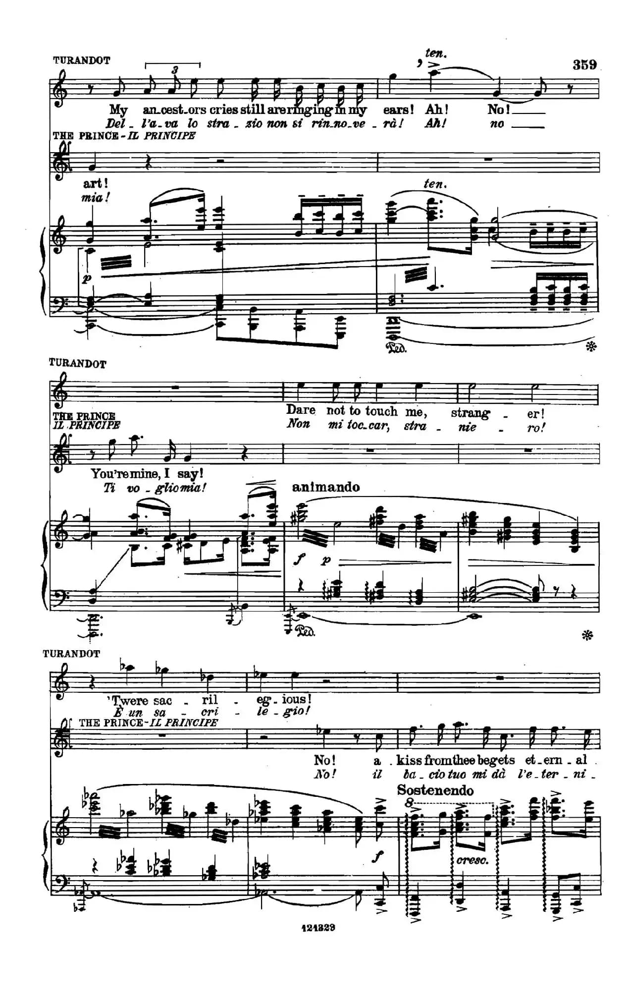 《图兰朵公主》三幕五场歌剧（英意双语）（钢琴伴奏谱 P364——373）