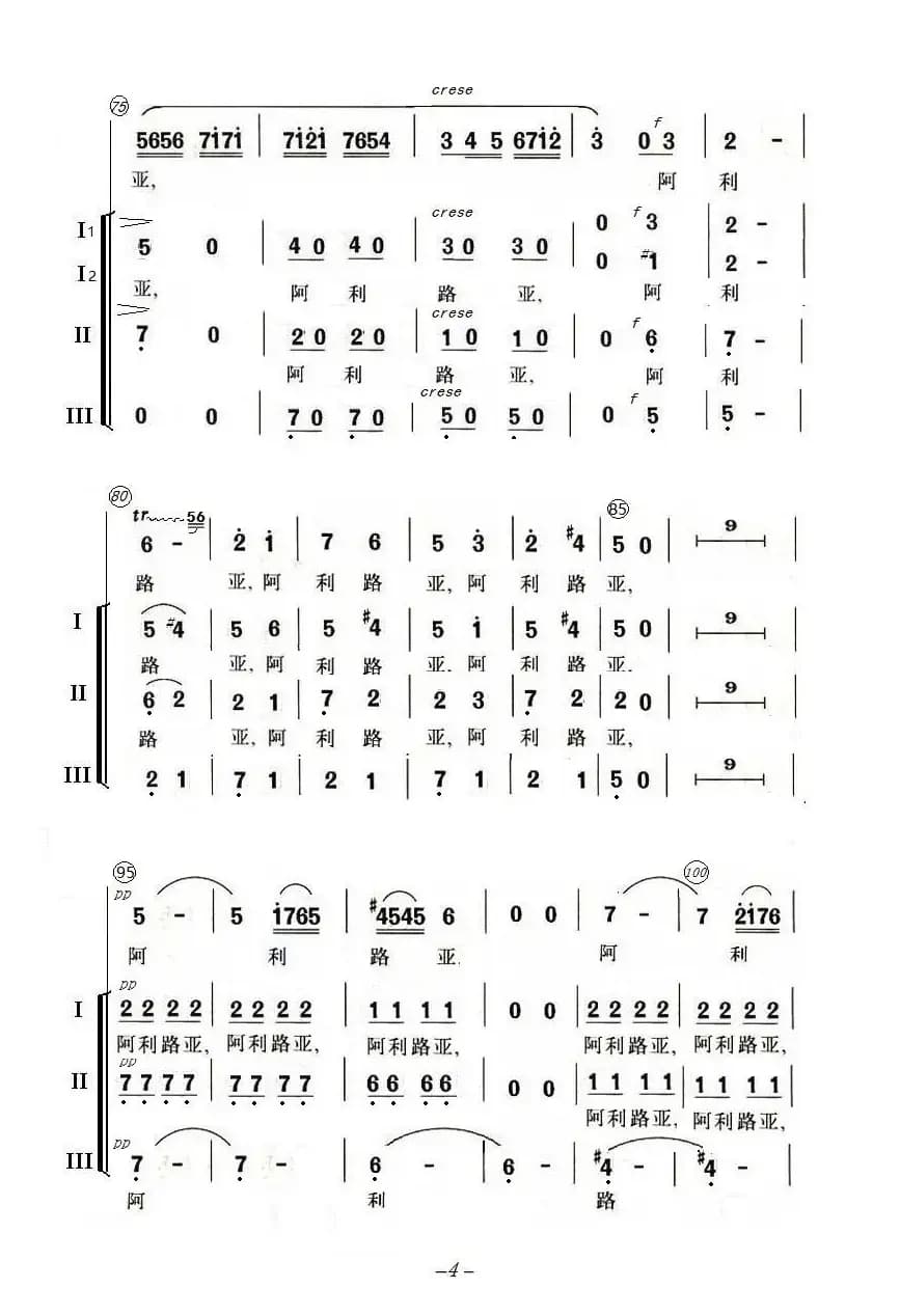 阿里路亚（女声合唱、简谱版）