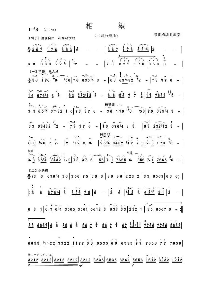 相望（二胡独奏曲）
