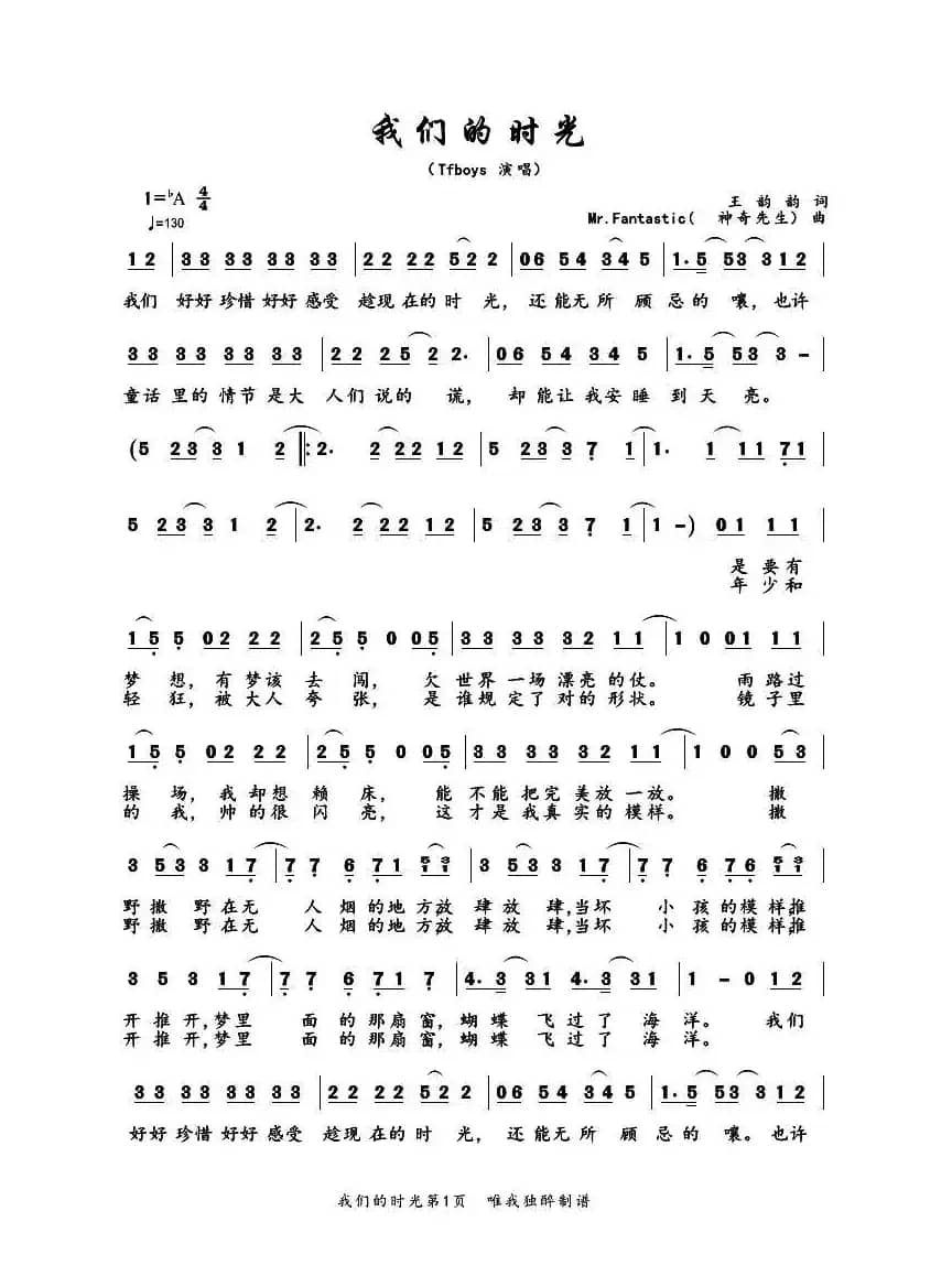 我们的时光(神奇先生词曲)