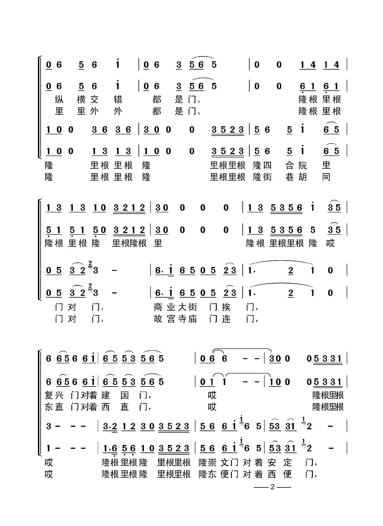北京的门（合唱）
